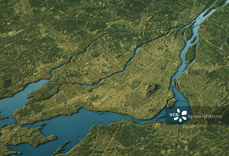 蒙特利尔3D景观视图南北自然色彩图片素材