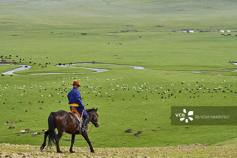 蒙古，阿汉盖，蒙古骑手图片素材