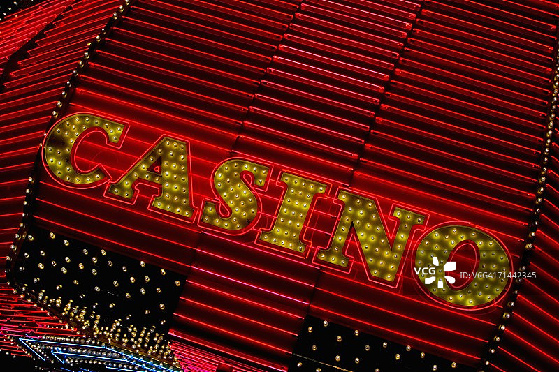 一个赌场标志的特写，拉斯维加斯，内华达州，美国图片素材