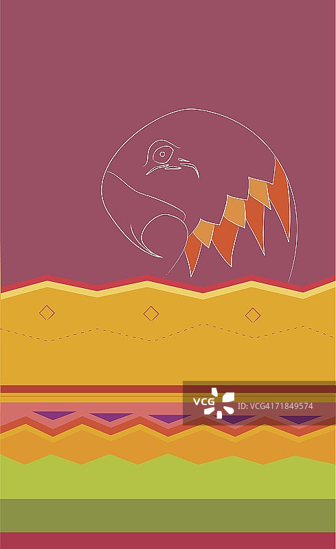 一个传统的美国印第安人模式上的鹦鹉的特写图片素材