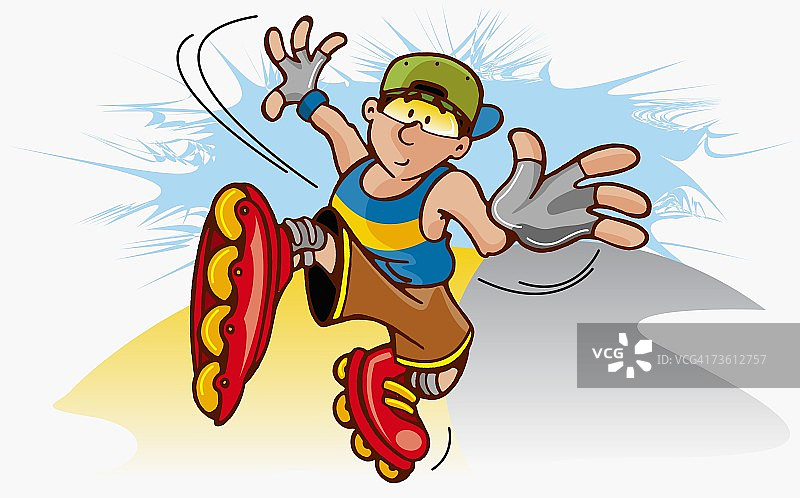 一个男孩滑冰的特写图片素材