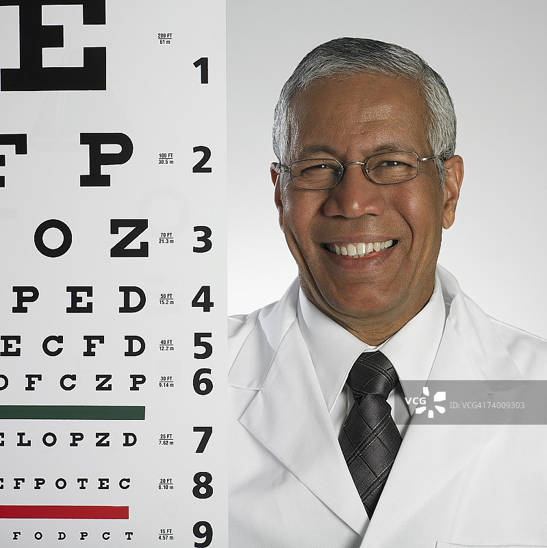 手持视力表的印度男医生的肖像图片素材