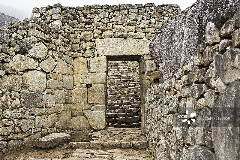 秘鲁库斯科地区，马丘比丘，一座古老的建筑废墟图片素材