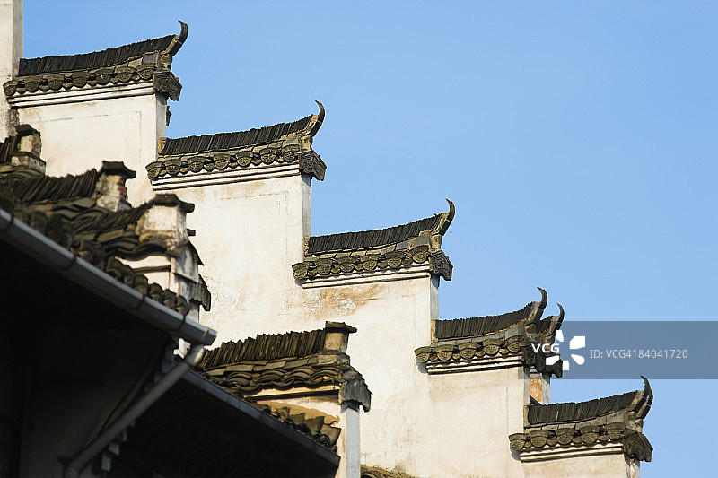 中国安徽省屯溪老街一栋建筑的高截面视图图片素材