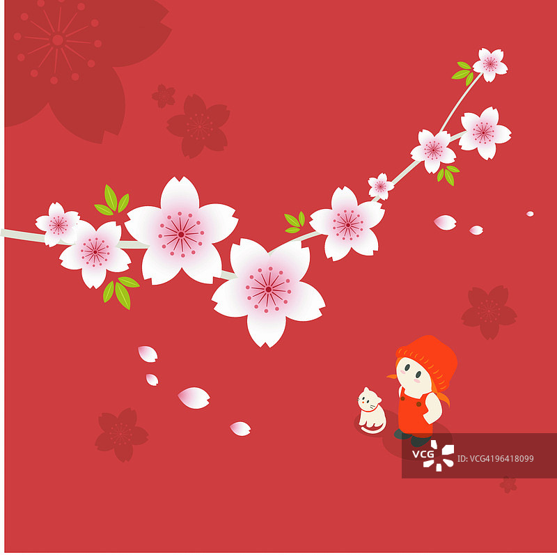 小女孩系列:看春天的樱花/樱花图片素材