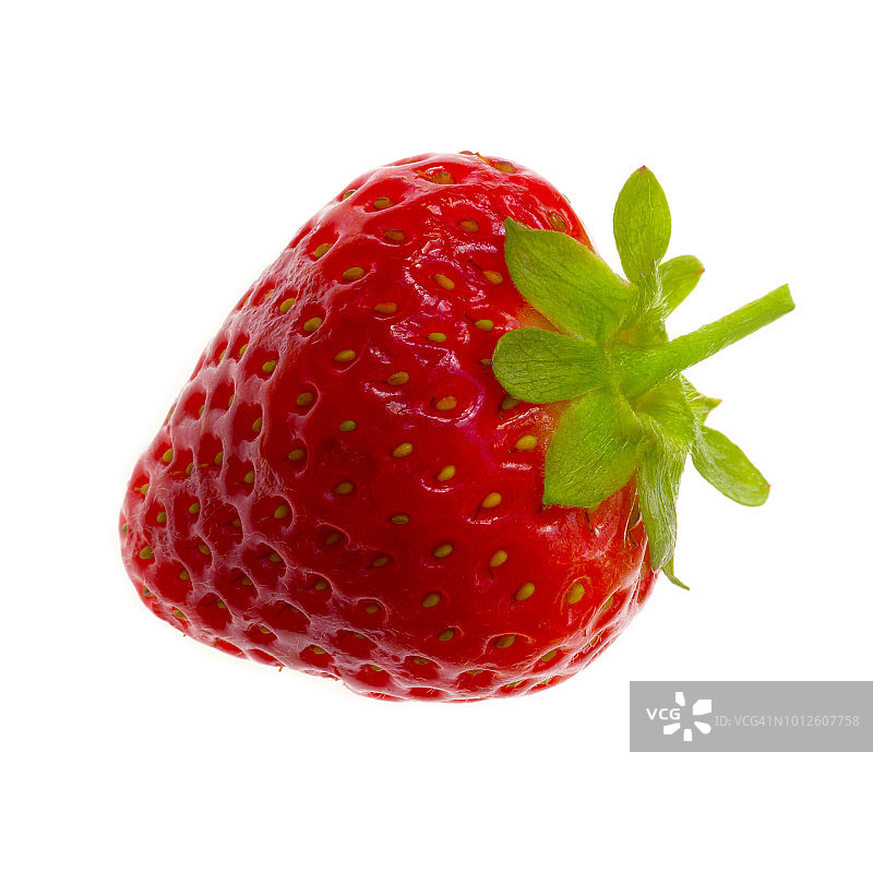 单颗成熟草莓的特写。图片素材