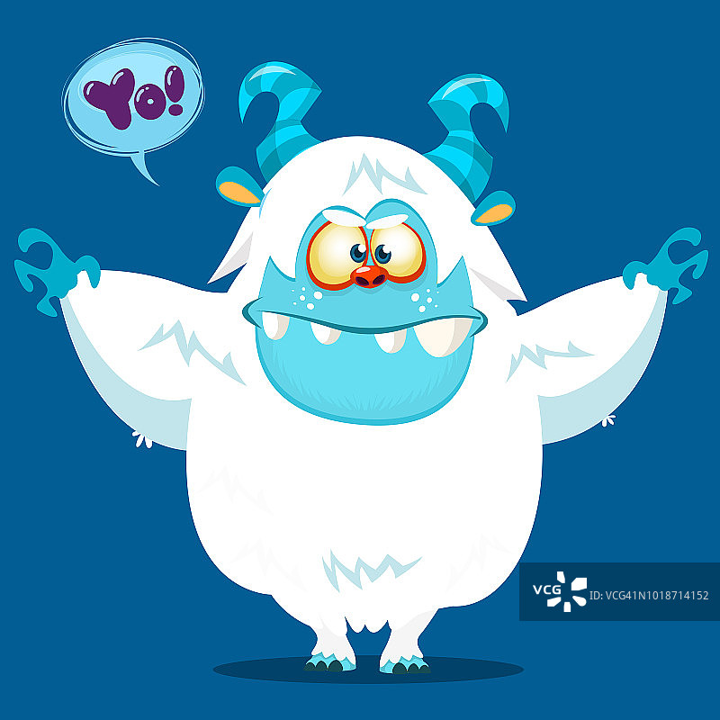 可爱的卡通怪物雪人。向量大脚怪字符图片素材