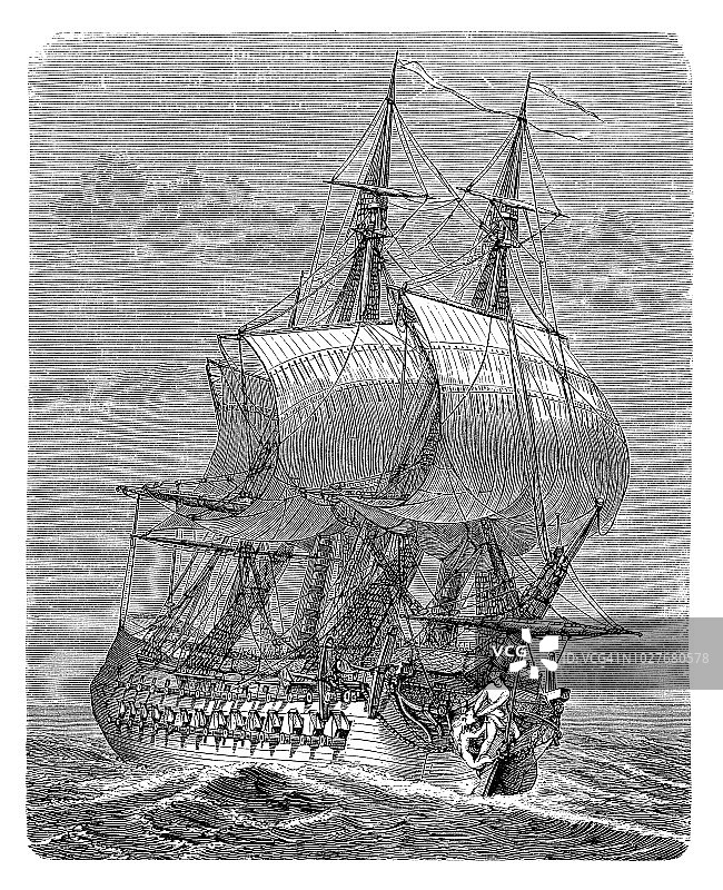 赫尔克里法国护卫舰赫尔克里18世纪图片素材