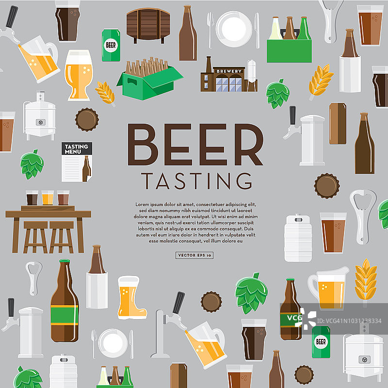 工艺啤酒厂图标背景设计模板与放置文本图片素材