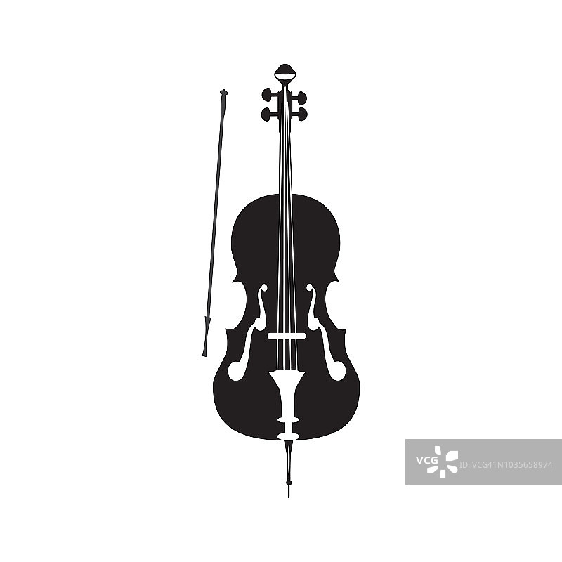 矢量黑白插图的大提琴图片素材