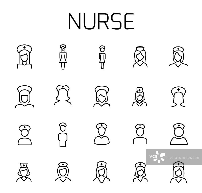 护士相关矢量图标设置。图片素材