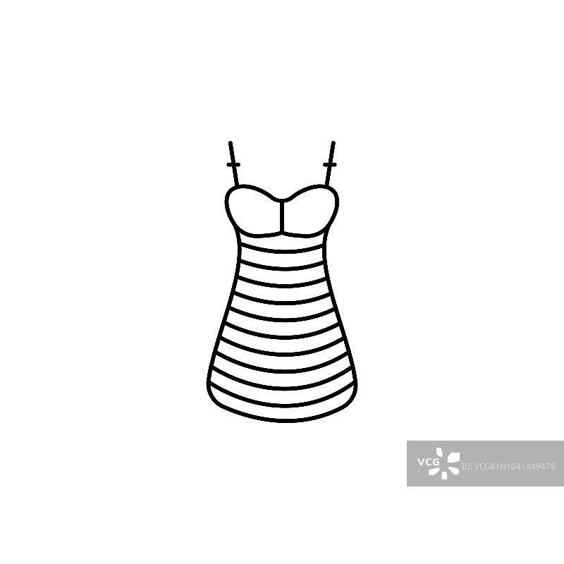 睡衣，衣服，礼服图标。移动概念和web应用的服装图标元素。细线睡衣衣服连衣裙图标可以用于网络和移动图片素材