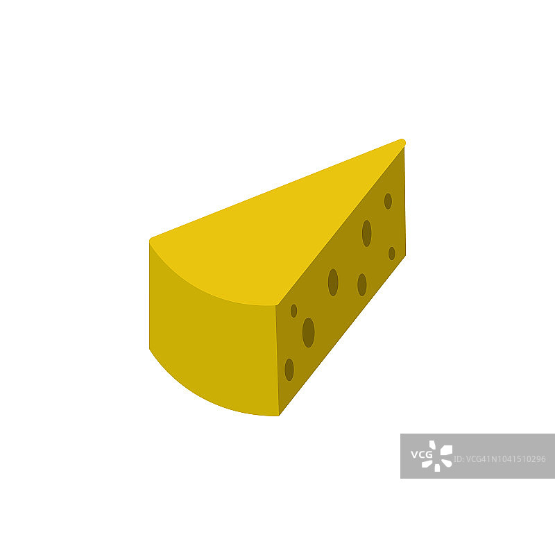 一块奶酪彩色的插图。移动概念和web应用的彩色食物图标元素。详细的一块奶酪图标可以用于网页和手机图片素材
