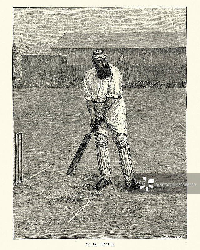 威廉吉尔伯特W. G.格雷斯，19世纪英国板球运动员图片素材