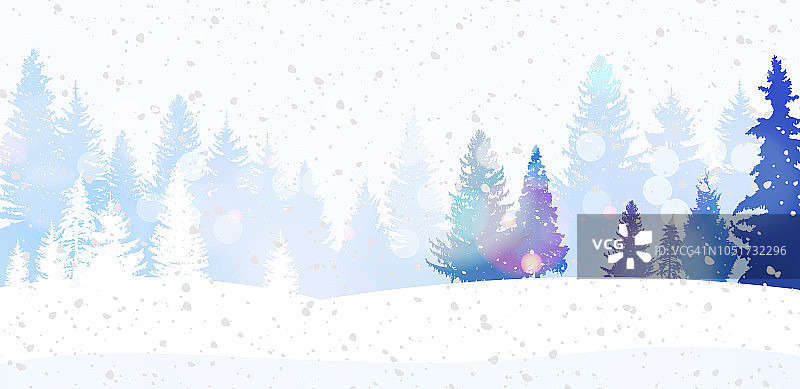 冬季针叶林插图图片素材