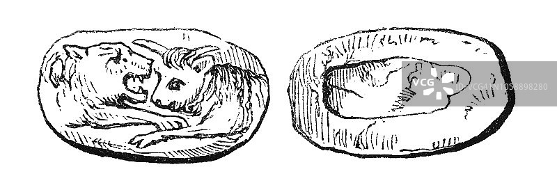 克罗伊斯时代黄金吕底亚国家硬币(公元前6世纪)图片素材