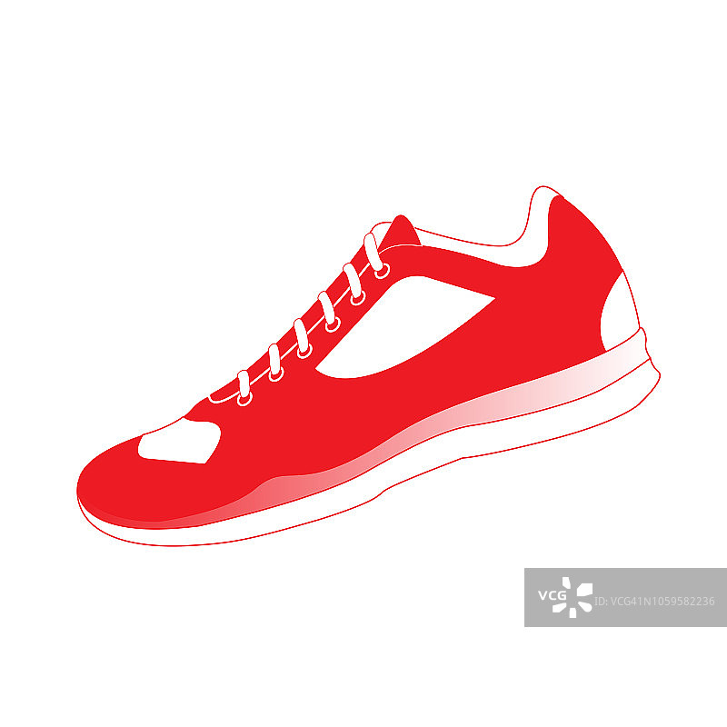 跑鞋图标或象征运动和健身孤立在白色背景。矢量插图。图片素材