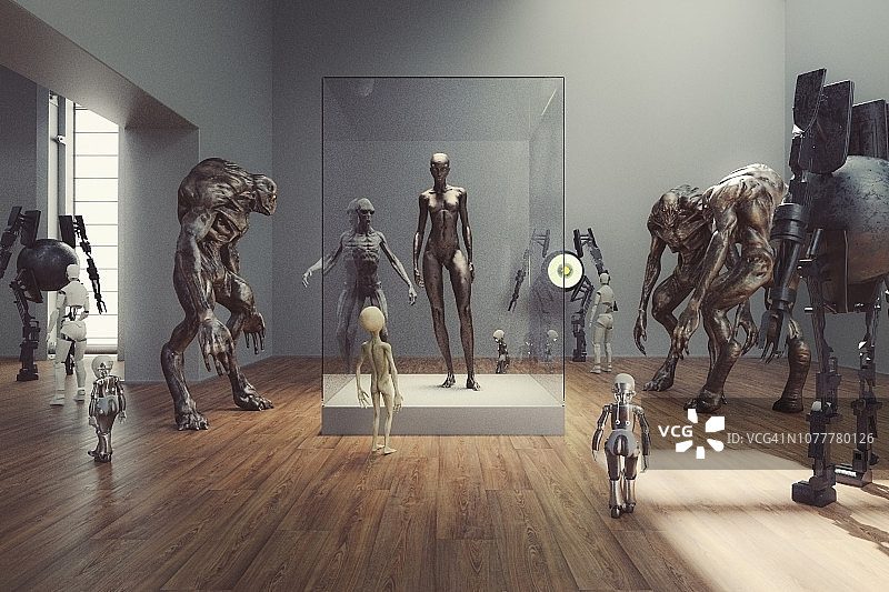 未来外星人博物馆和智人展览图片素材