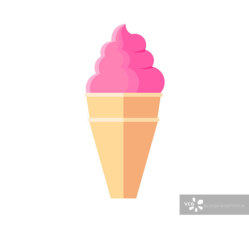 彩色冰淇淋蛋筒在白色孤立的背景-向量图片素材