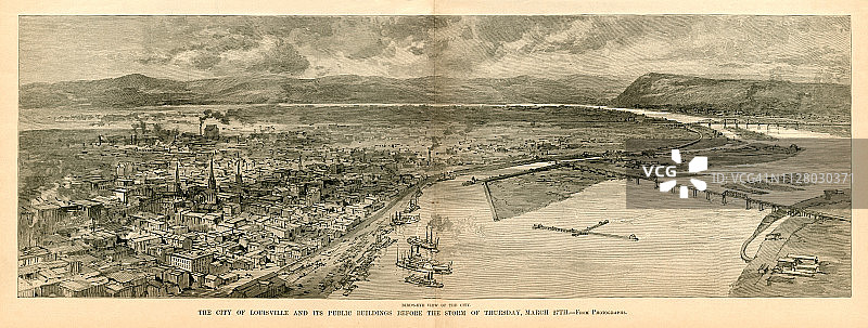 1890年大风暴之前，肯塔基州的路易斯维尔市图片素材