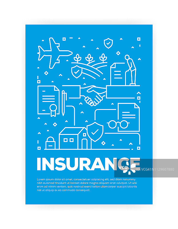 保险概念线风格封面设计年度报告，传单，宣传册。图片素材