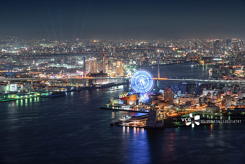 从cosmo大厦俯瞰大阪市图片素材