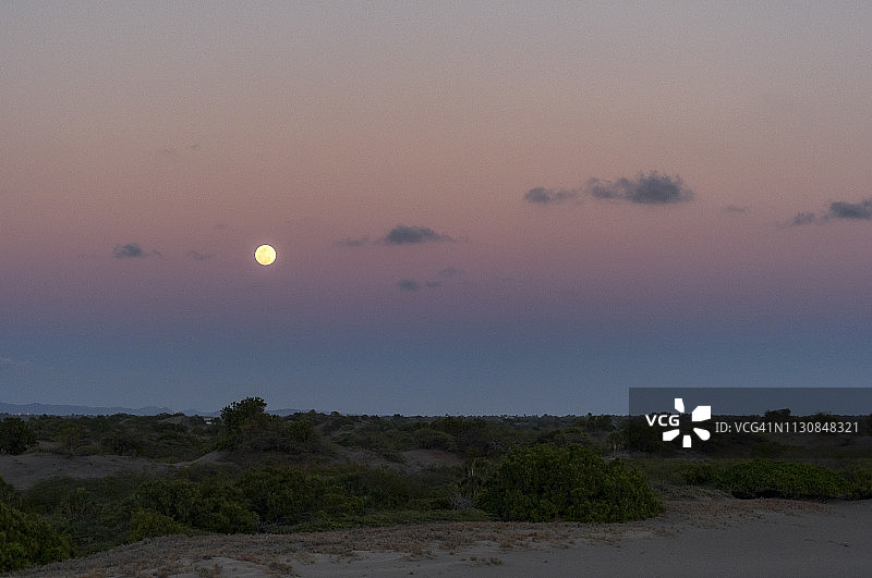 月亮升起巴尼沙丘图片素材