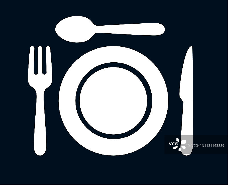 采购产品叉子，勺子，刀和盘子的早餐，午餐和晚餐图片素材