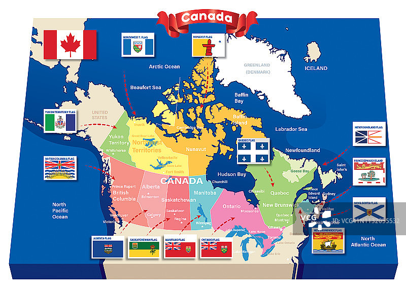 加拿大地图和旗帜图片素材