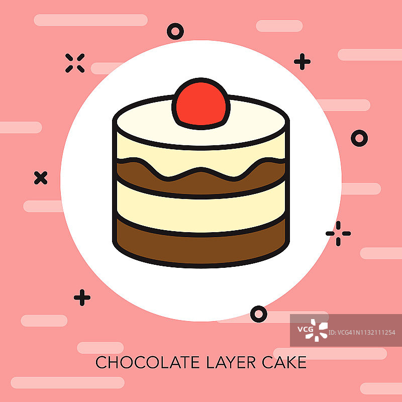 巧克力蛋糕细线图标图片素材