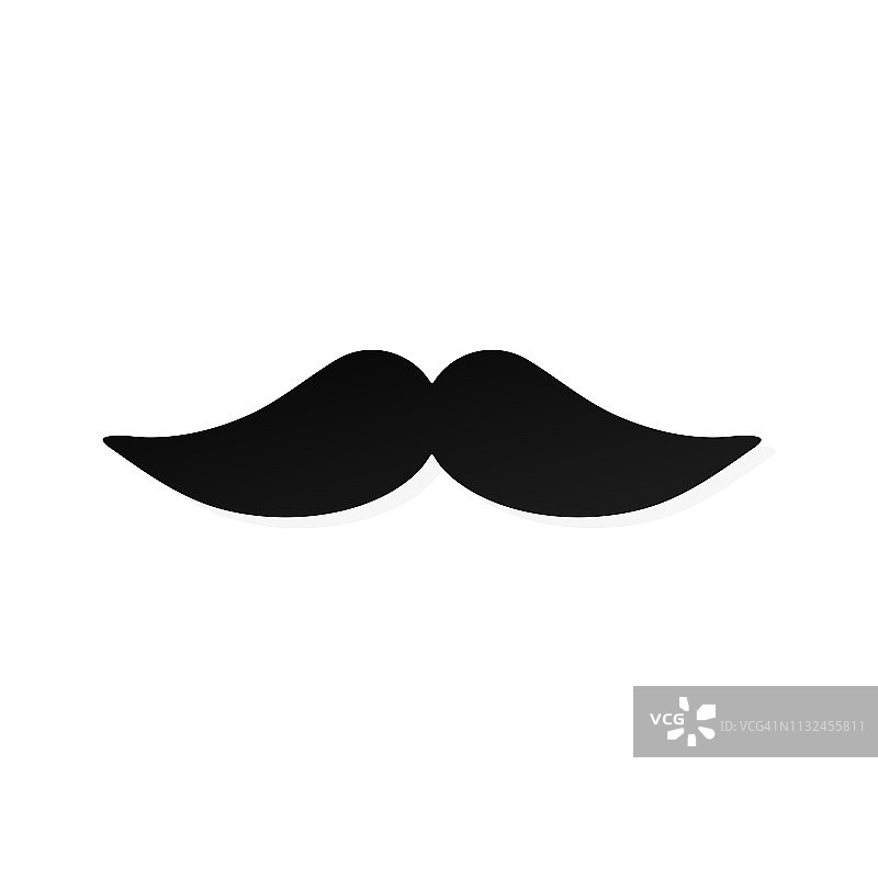 强壮的男人胡子平坦的风格图标符号矢量插图孤立在白色的背景。象征着复古老爸或老爸网平图标。图片素材