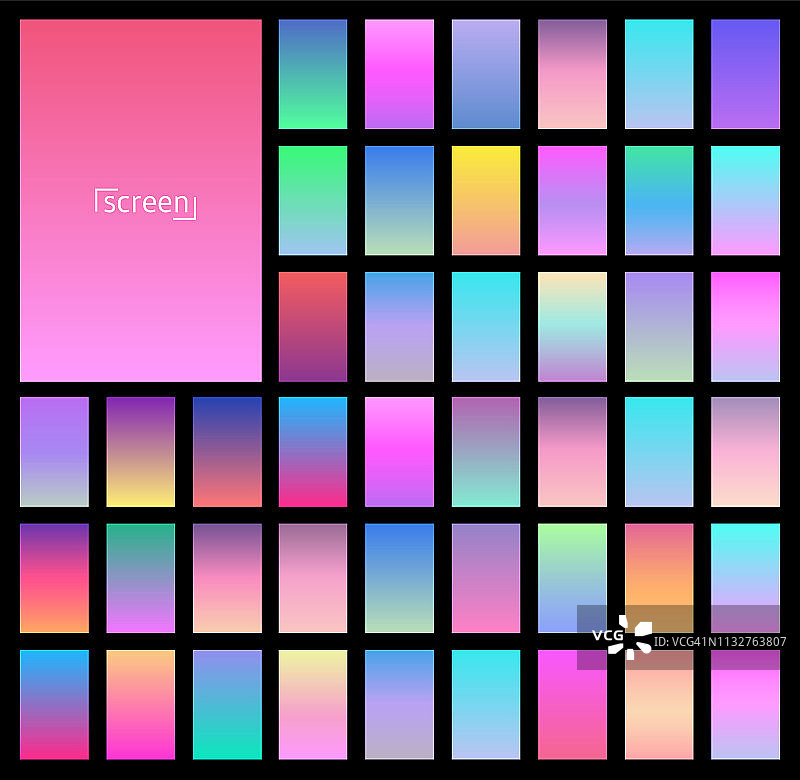 现代屏幕矢量设计的移动应用程序。收集柔和的颜色背景梯度。带有梯度效果的板块。矢量图图片素材