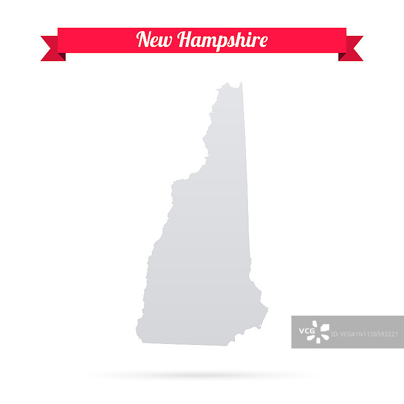 新罕布什尔州地图，白色背景，红色横幅图片素材