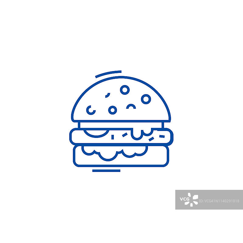 奶酪汉堡系列图标概念。芝士汉堡平矢量符号、符号、轮廓插图。图片素材
