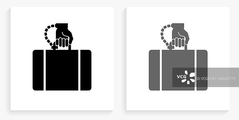 公文包和手铐黑白方块图标图片素材