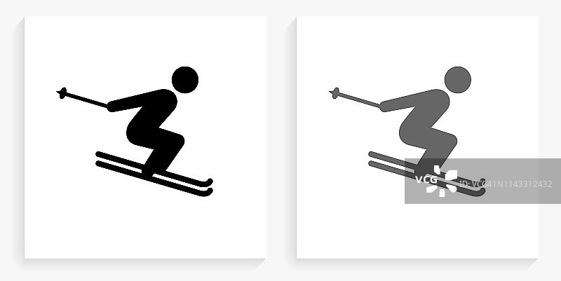 滑雪黑白广场图标图片素材