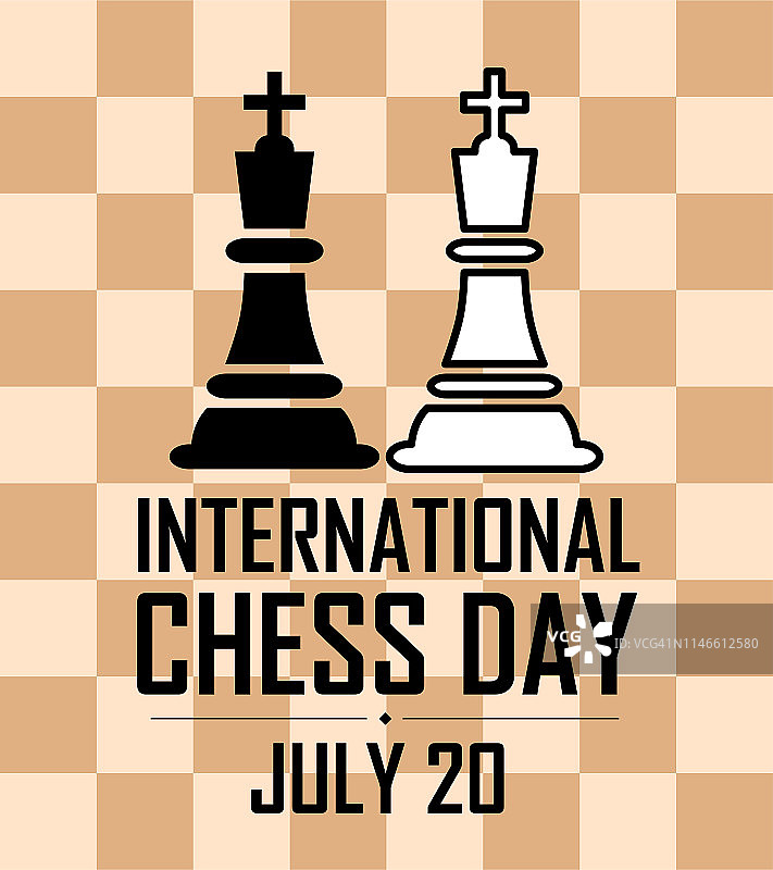 国际象棋日矢量插图棋盘背景。象棋矢量插图。图片素材