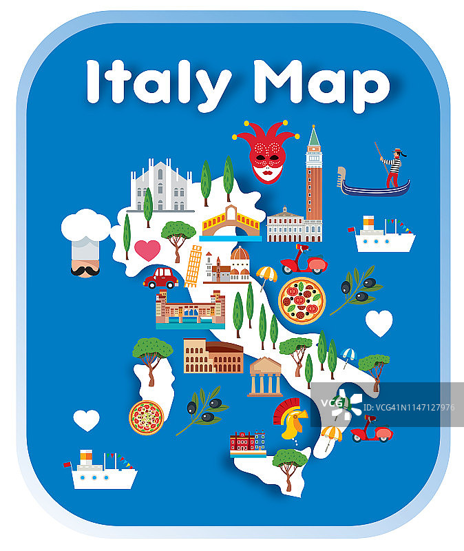 意大利卡通地图图片素材