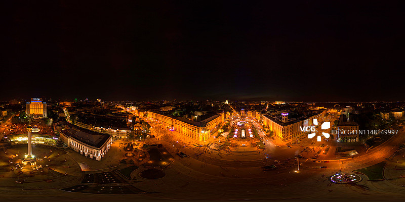 360°全景图片1。独立广场。基辅,乌克兰。图片素材