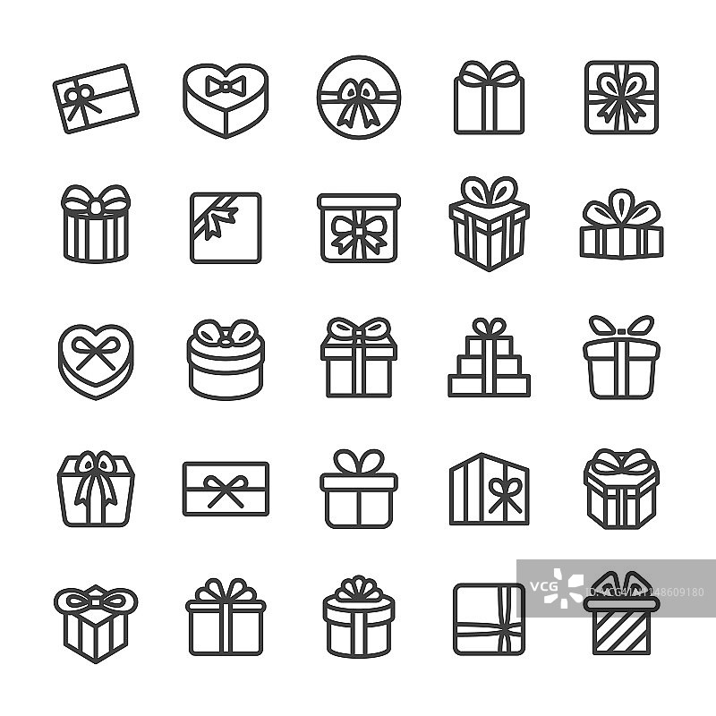 节日礼盒图标-智能线系列图片素材