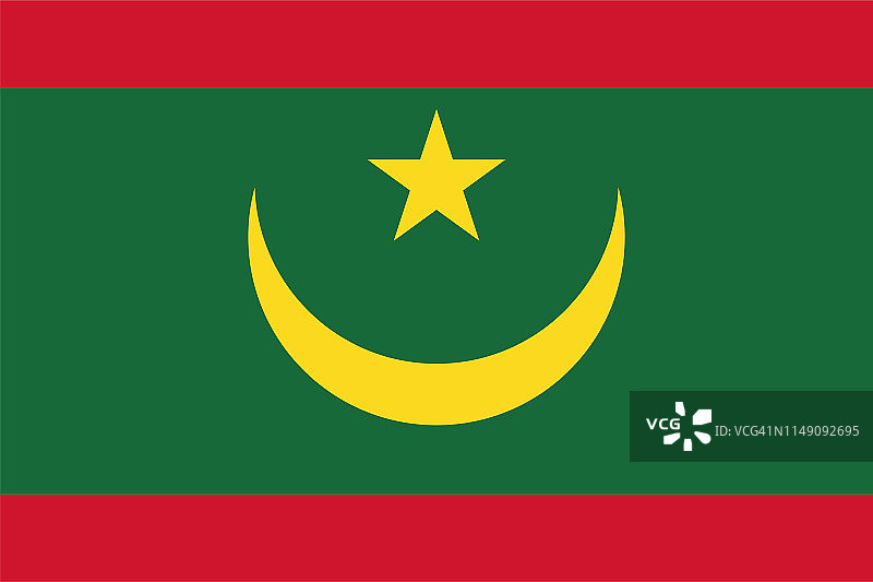 毛里塔尼亚矢量旗。比例是2:3。毛里塔尼亚的国旗。毛里塔尼亚伊斯兰共和国。图片素材
