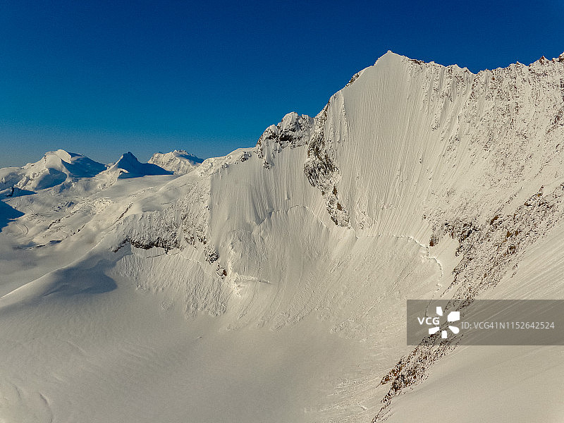 的雪山。雄伟的瑞士阿尔卑斯山图片素材