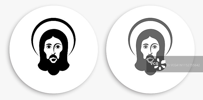 耶稣基督黑白圆形图标图片素材