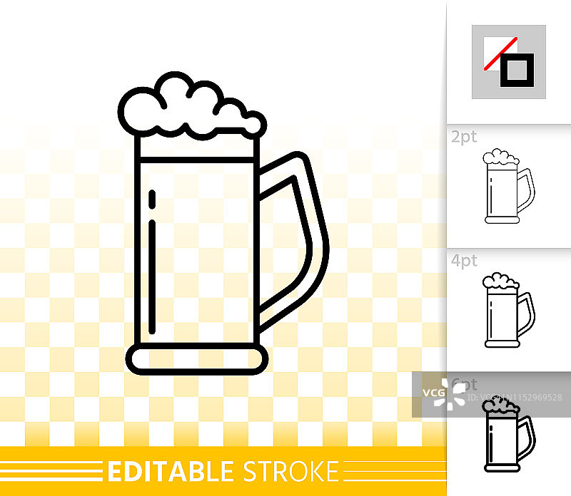 啤酒杯简单吧件黑线矢量图标图片素材