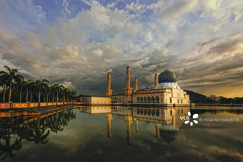 Kinabalu City Mosque, Sabah报道图片素材