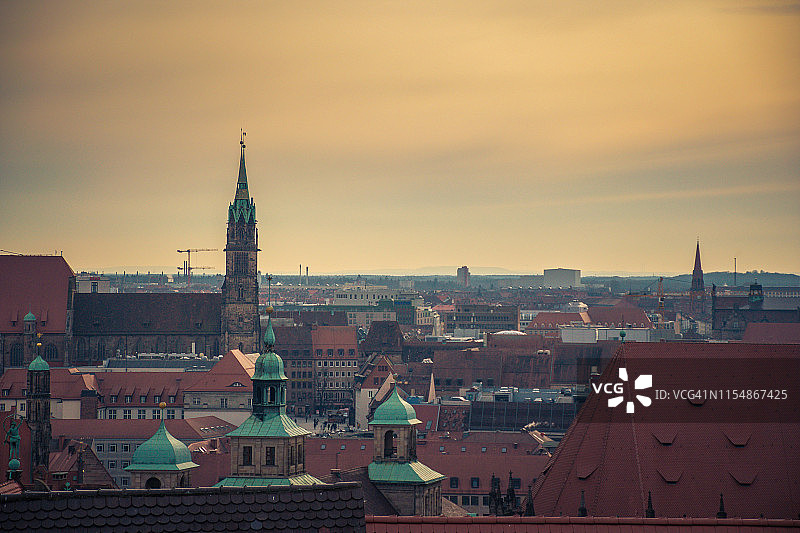 德国纽伦堡老城的全景图片素材