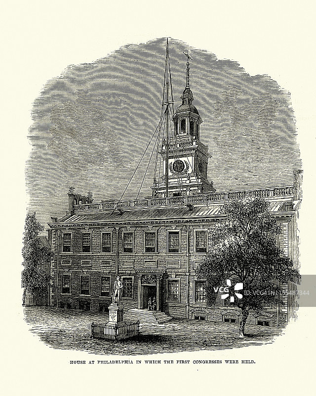 费城的众议院，第一次国会会议在那里举行图片素材