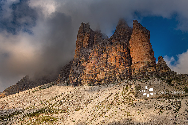 南蒂罗尔的拉瓦雷多国家公园。地点:欧伦佐，多云的天空，白云石，欧洲阿尔卑斯山，意大利，欧洲图片素材