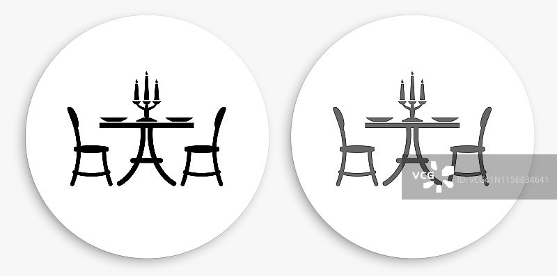 萨餐厅桌子黑白圆形图标图片素材