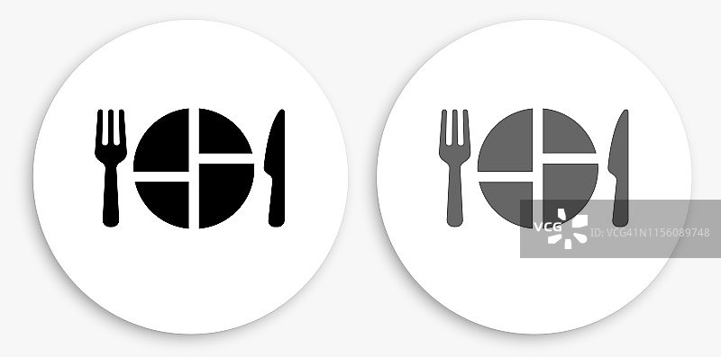 食物服务黑白圆形图标图片素材
